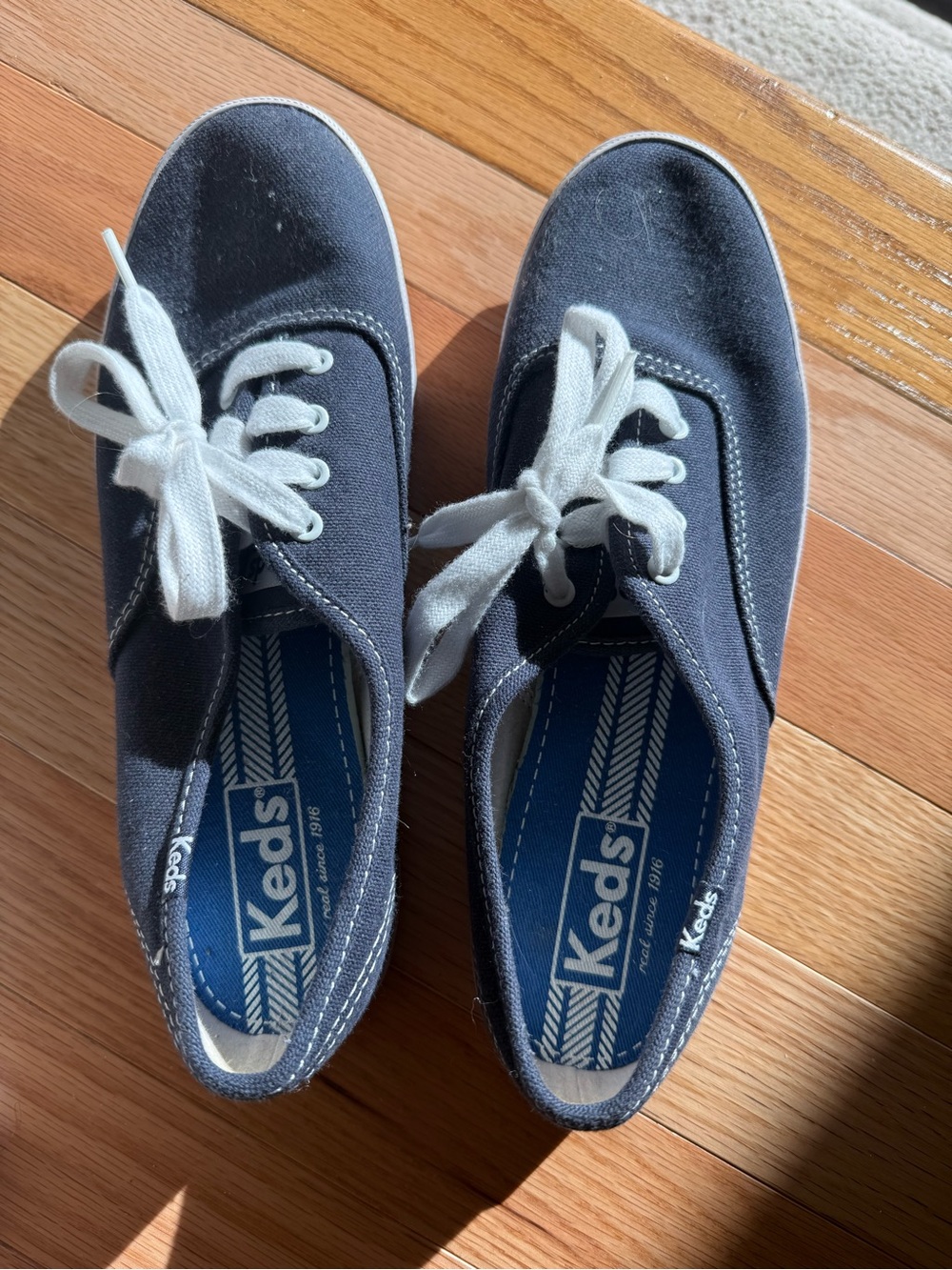 Keds Canvas Lace-Up Sneakers - Navy with White Laces